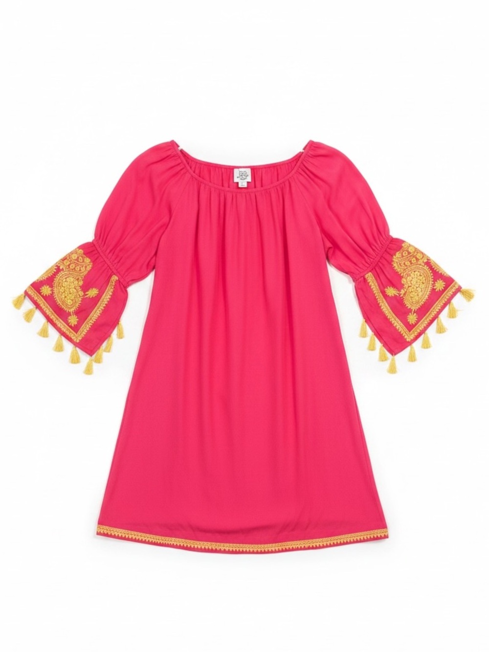 Ivy Jane Embroidered Split Sleeve Boho Short Dress Pink Size Medium